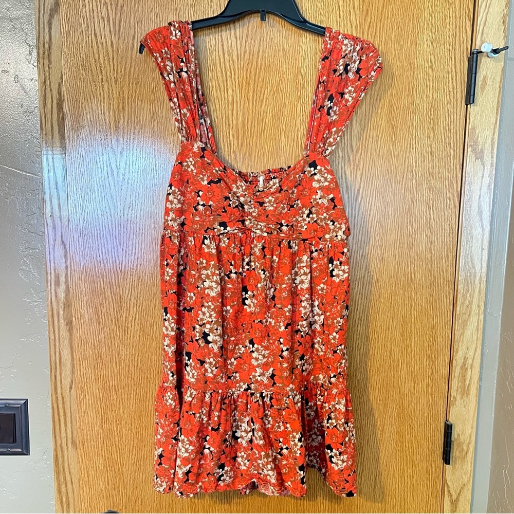 Free People Floral Orange Sleeveless Dress